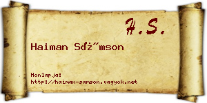 Haiman Sámson névjegykártya